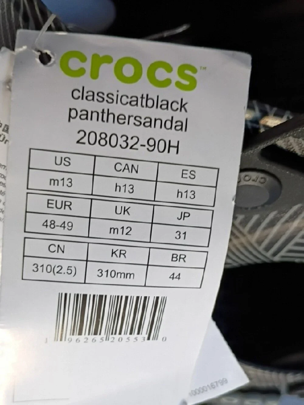 CROCS Men's Marvel Black & Gray Black Panther Graphic Sport Sandals Size 13 - Picture 9 of 9